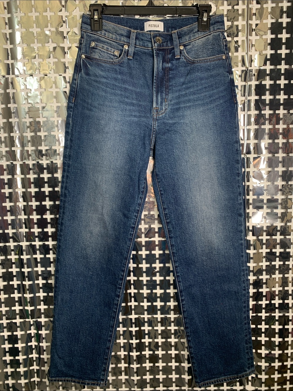 pistola Dark Blue High-Rise Straight Jeans
